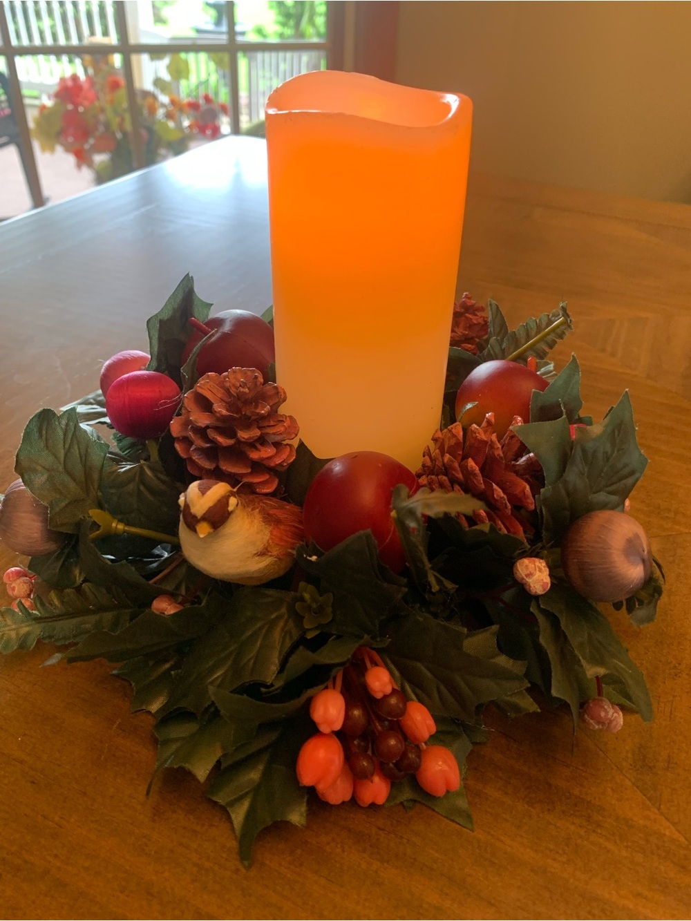 Autumn Botanical Candle Centerpiece - Decorative Table Accent
